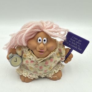 Russ‎ Vintage Troll Doll Caveman Clock Zero To 100 Quick Pink Woman Sign